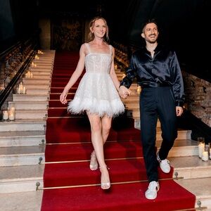 Elegant White Feathered Dress